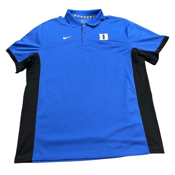 Nike Dri-Fit Mens Short Sleeve Polo Shirt Blue Size XL NCAA Duke Blue Devils - Picture 1 of 8
